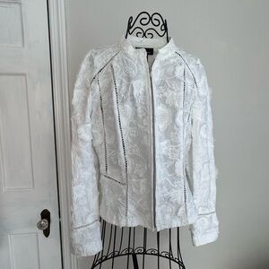 Elegant White Floral Women's Jacket